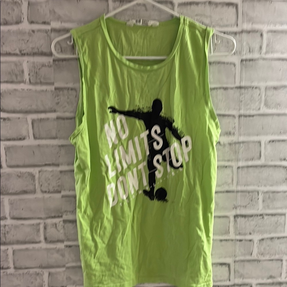 4/$20 Boys H&M Green Graphic Tank Top, sleeveless U.S.- size 16-18